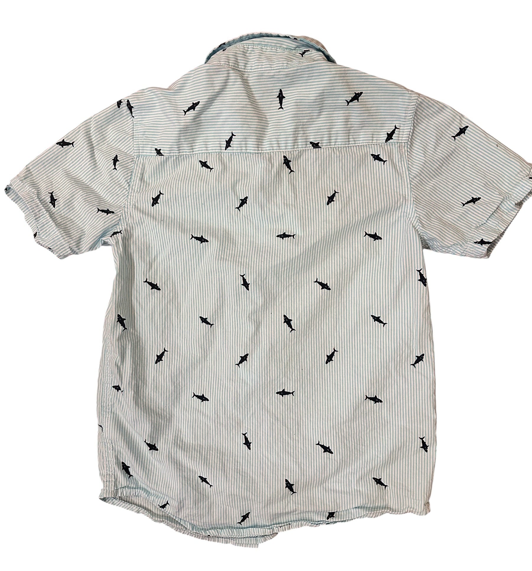 Youth Size Large (10/12) - Sharks and Stripes Button Down Shirt