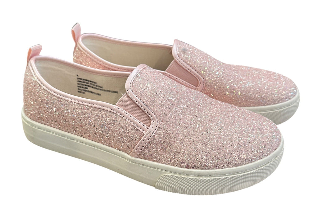 Youth Size 4 - Cat & Jack Pink Sparkle Slip-On Canvas Sneakers