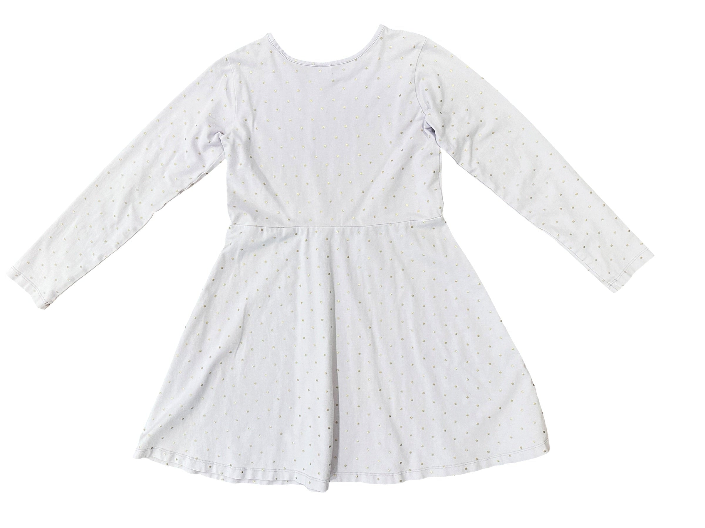 Youth Size 10 - Hanna Andersson Purple and Gold Polka Dot Long Sleeve Dress