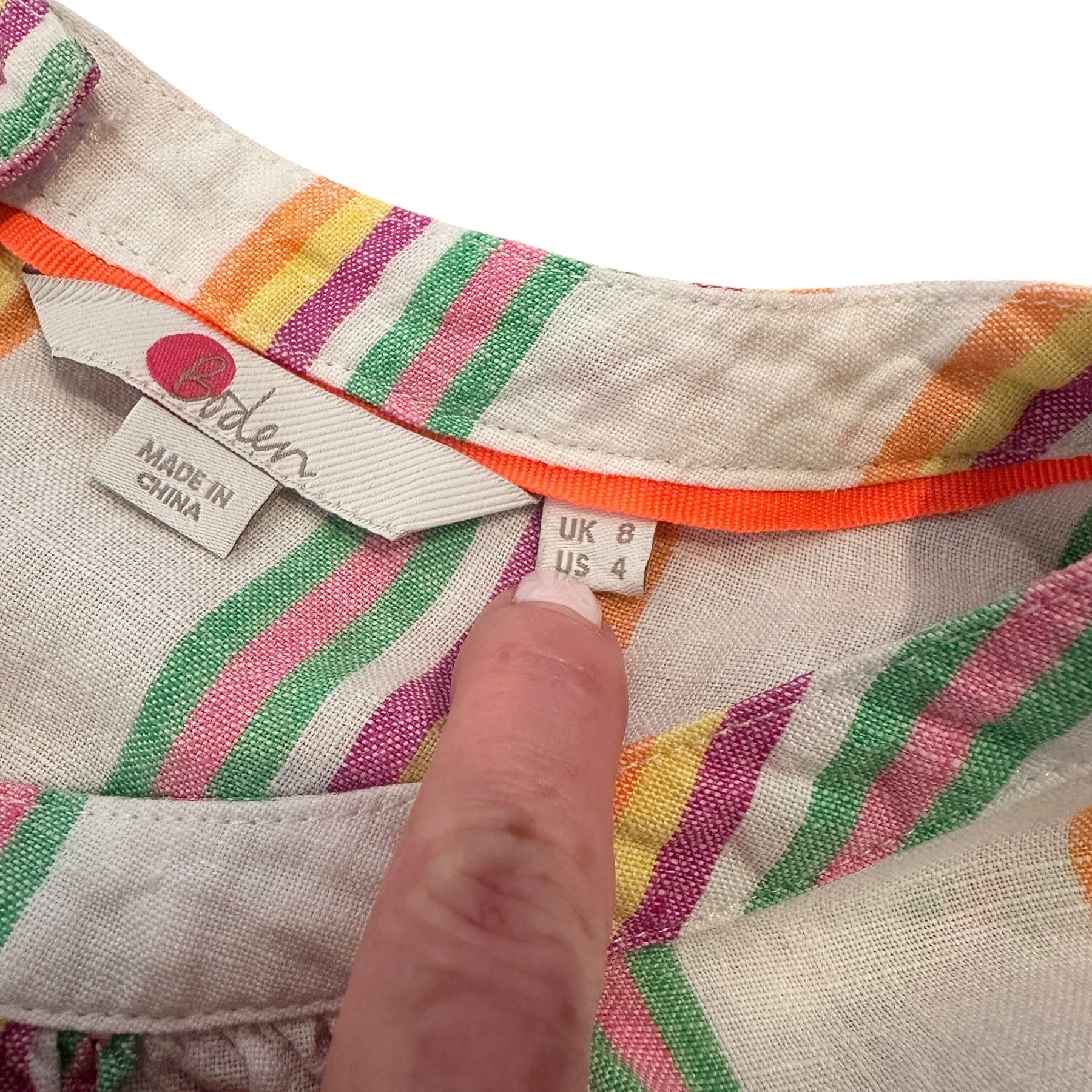 Size 4 - Boden Linen Stripe Blouse