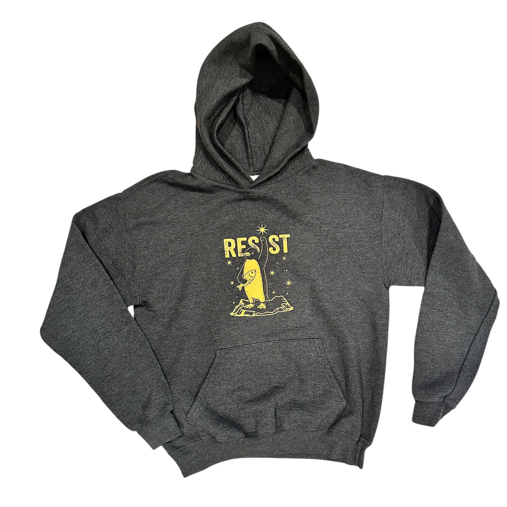 Youth Size XL - Resist Grey Hooded Sweatshirt - Upcycled