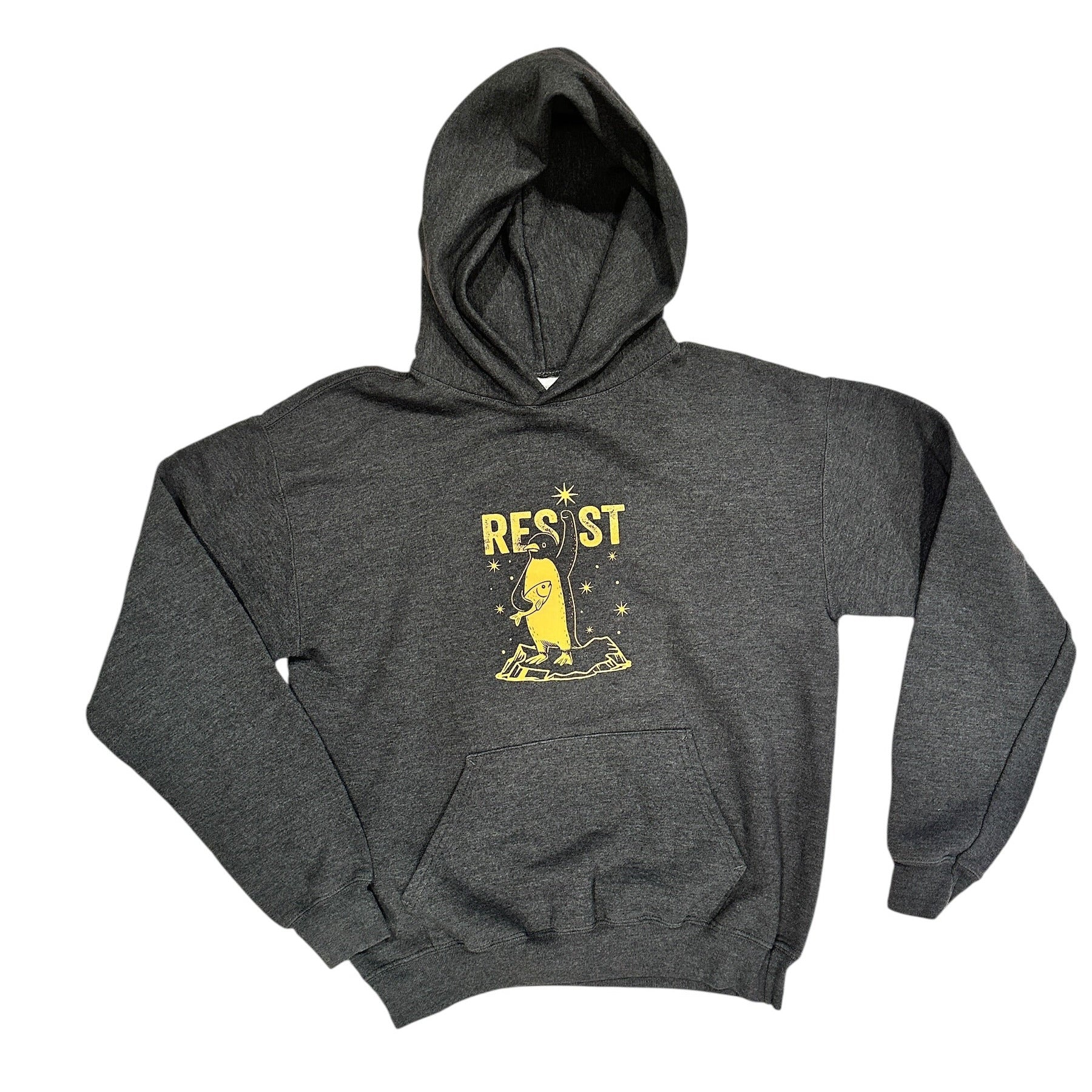 Youth Size XL - Resist Grey Hooded Sweatshirt - Upcycled