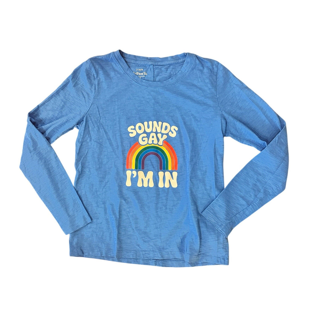 Size Medium - Sounds Gay, I'm in - Long Sleeve Tee - Upcycled