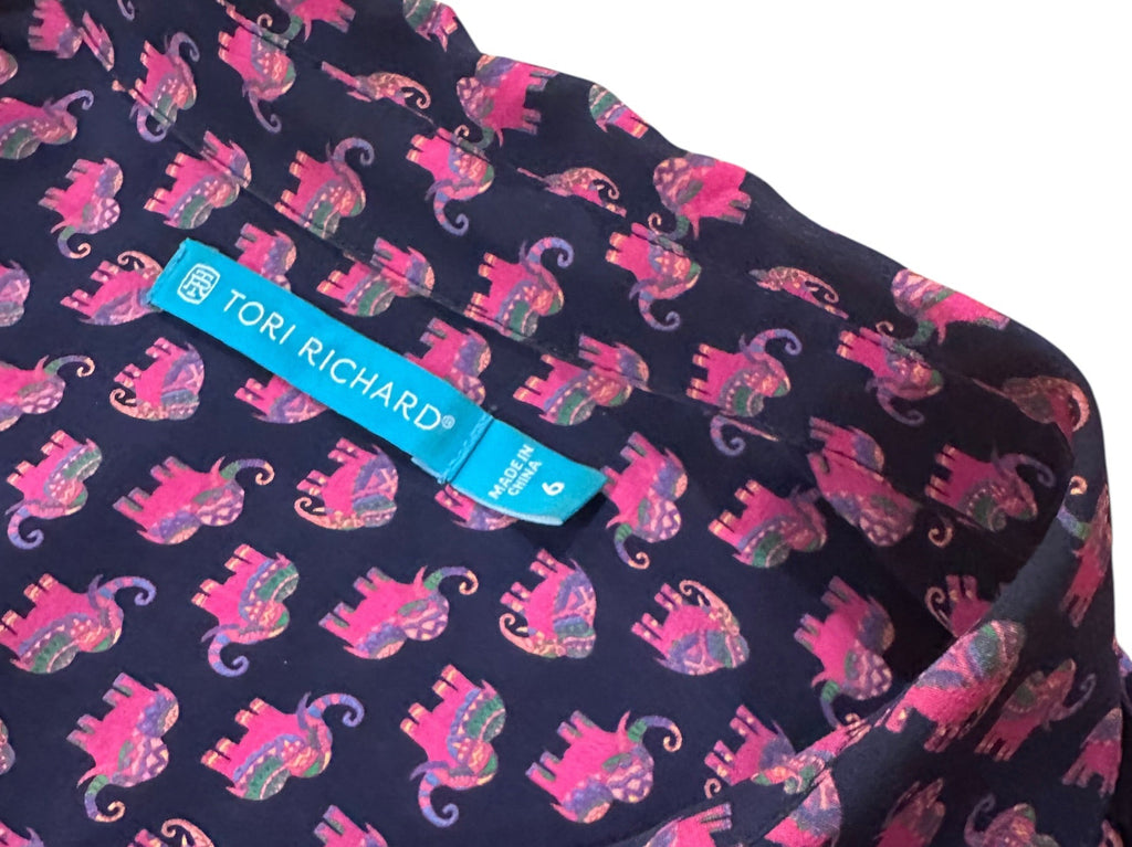 Size 6 - Tori Richard Silk Elephant Tunic Dress with Pockets