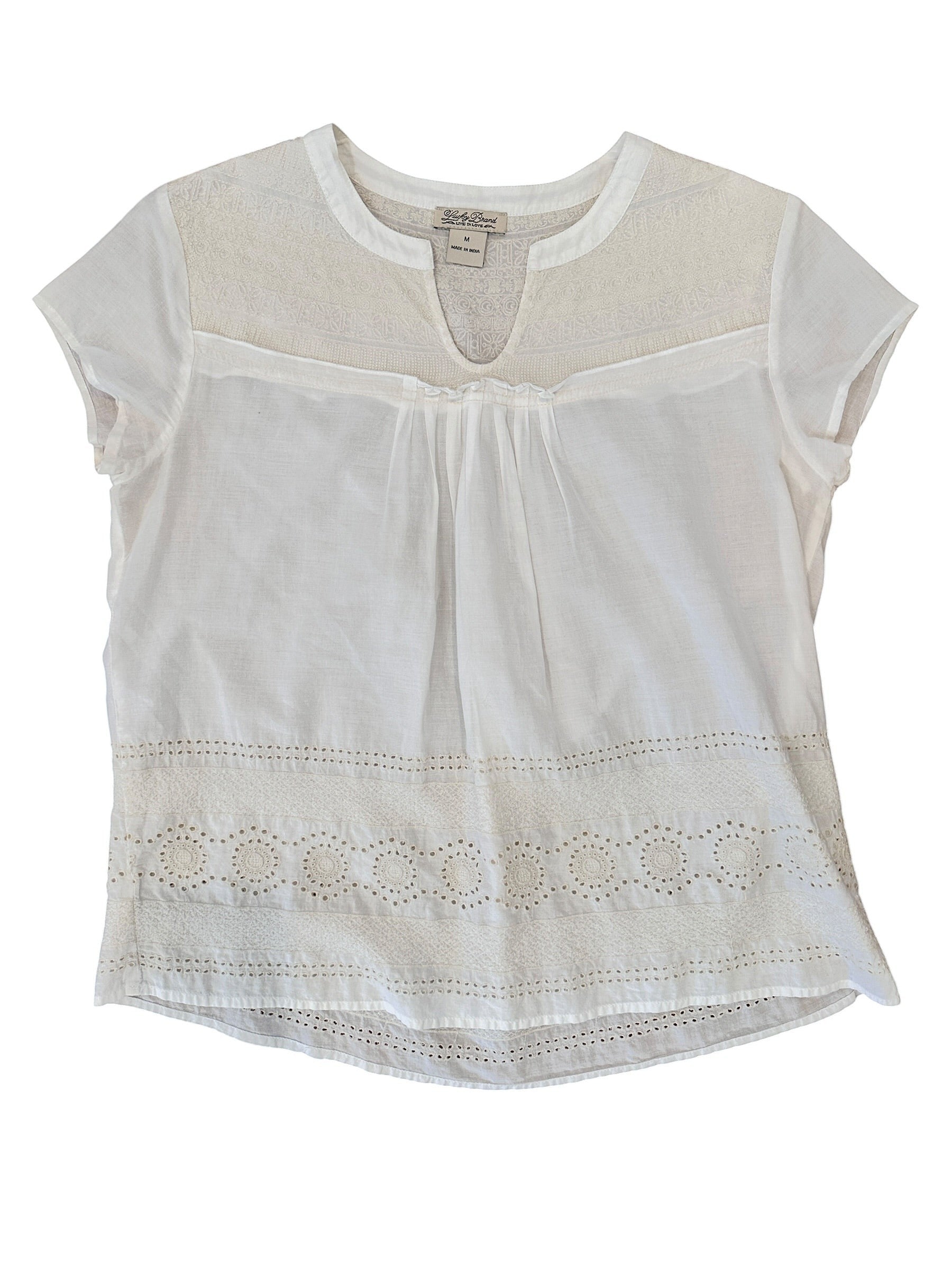 Size Medium - Lucky Brand Embroidered Top