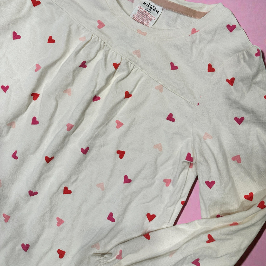 Youth Size 6/7 - Mini Boden Hearts Long Sleeve Nightgown